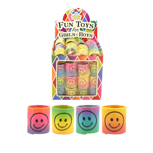 MINI RESSORTS SPIRALE SMILEY Ø3.5 CM EN PRÉSENTOIR (60 pcs)