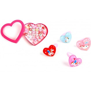 Bagues Licorne pour Enfants en Boîte Cœur (36 pcs)