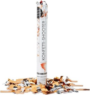 Canon &agrave; confettis &ndash; Couleur : Orange/Argent 40 cm - confettishooter pour anniversaires (10 pcs)
