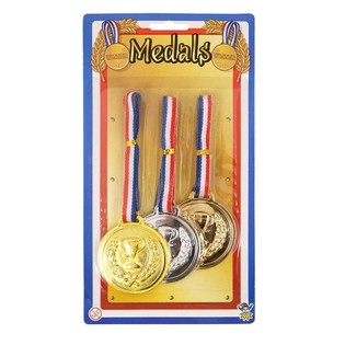 Lot de 3 Médailles de Vainqueur sur Carte (Or, Argent, Bronze) 6pcs.
