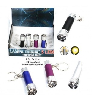 Porte-clés Lampe de Poche 5 LED en Présentoir (24 pièces)