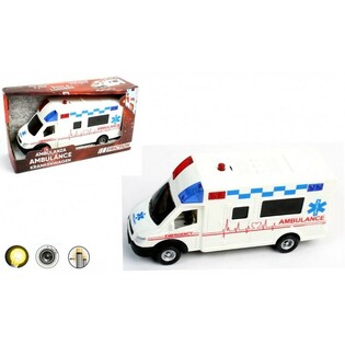 GRANDE AMBULANCE À FRICTION AVEC JEUX DE LUMIÈRE ET SONS (6 pcs.)