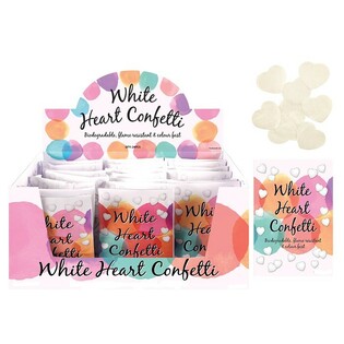 CONFETTIS CŒURS BLANCS MARIAGE EN PRÉSENTOIR (24 pcs)