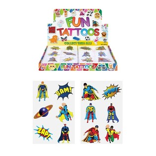 Tatouages Éphémères Fun – Modèle : Super-Héros (96 pièces)