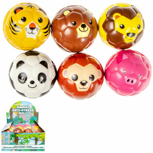 Balles Visages d'Animaux en Mousse Ø 6,3 cm en Présentoir (24 pcs)