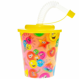 Gobelet avec paille / Gobelet à glace – Smiley, 250 ml (12 pièces)