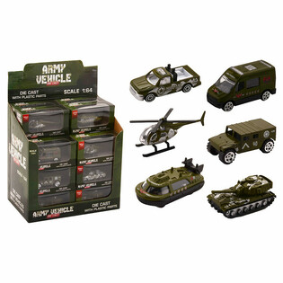 V&eacute;hicules Militaires Die Cast Mixte, &Eacute;chelle 1:64 en Pr&eacute;sentoir (24 pcs)