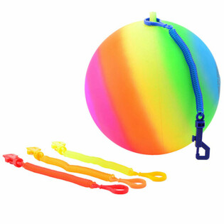 BALLE ARC-EN-CIEL AVEC CORDON / BALLE BUNGEE Ø23 Cm (36 pcs)