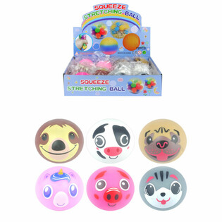 MIX ANIMAUX SQUEEZE / BALLES ANTI-STRESS EN PRÉSENTOIR (12 pcs)