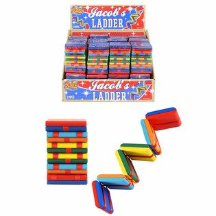 JOUETS RÉTRO - Échelle de Jacob en bois en présentoir (24 pièces)
