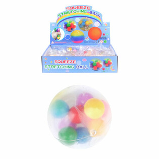 Balle Anti-Stress Squeeze Ø 6cm avec Pompons (Display de 12)