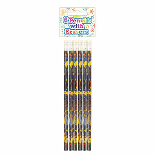 Lot de 6 Crayons et Gommes Super-Héros - Présentoir (24 lots)