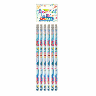 Set de 6 Crayons Sirène avec Gomme - En Présentoir (24 Sets)