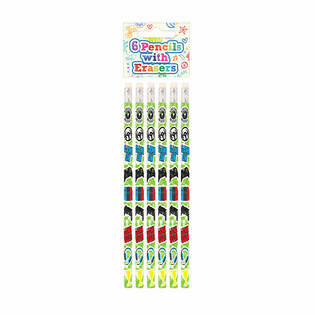 Lot de 6 Crayons et Gommes Gamer - Présentoir (24 sets)
