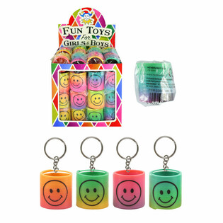 Porte-clés Spirale Smiley Arc-en-ciel en Présentoir (60 pcs)