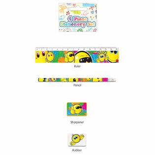 KIT DE PAPETERIE SMILEY 4 PIÈCES (24 pcs)