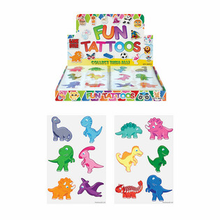 TATOUAGES RIGOLOTS - MODÈLE : DINOSAURE EN PRÉSENTOIR (96 pcs)