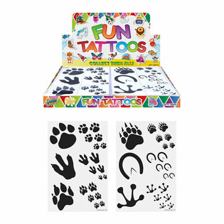 Tatouages Éphémères - Modèle : Empreintes d'Animaux en Présentoir (96 pcs)