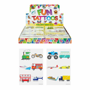 Tatouages Éphémères - Modèle : Véhicules en Présentoir (96 pcs.)