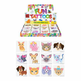TATOUAGES AMUSANTS - PRÉSENTOIR CHATS & CHIENS (48 PAQUETS)