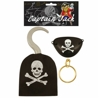 Panoplie de Pirate - Crochet, Cache-œil et Boucle d'oreille (12 pièces)
