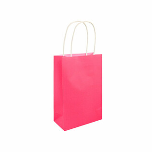 Sac en Papier avec Poignées - 14x21x7cm - Rose Néon (24 pcs)