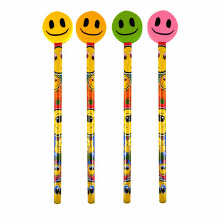 Crayon Smiley Rigolo avec Gomme (24 pièces)