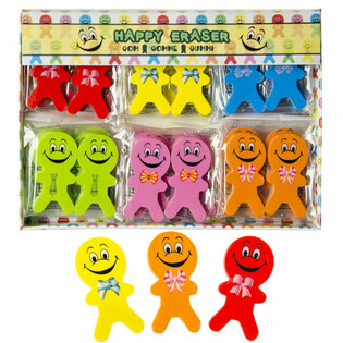Gommes Smiley Joyeux en 2 pièces (36 sets)