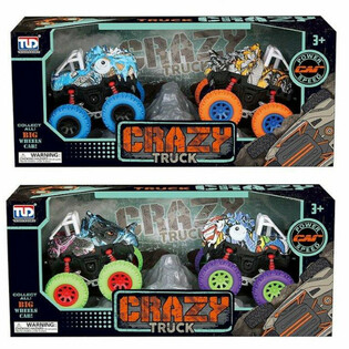 Coffret Cadeau 2 Monstertrucks Dinosaures à Friction - Couleurs Assorties