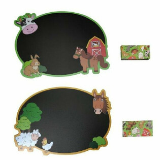 Ardoise Animaux de la Ferme avec Bo&icirc;te de Craies en Pr&eacute;sentoir (24 pcs)