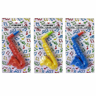 Saxophone Jouet - 16 cm - Couleurs Variées - Lot de 12 sur Carte
