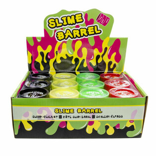 SLIME COLOR&Eacute; EN BARIL DANS PR&Eacute;SENTOIR (12 pcs.)