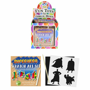 Présentoir Papier à Gratter Magique Éco-responsable Super-héros (108 pcs.)