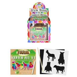 ECO FRIENDLY - PAPIER À GRATTER COULEURS MAGIQUES - ANIMAUX DE LA FERME EN PRÉSENTOIR (108 pcs)