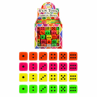 Dés de 2,5 cm en présentoir - Couleurs assorties (125 pièces)