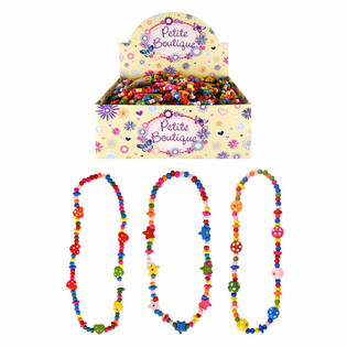 COLLIER EN BOIS POUR ENFANT EN PRÉSENTOIR (48 pcs)