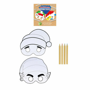 Masque de Noël à Colorier ECO FRIENDLY avec 4 Crayons (12 pièces)