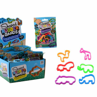 SET DE 6 BRACELETS ÉLASTIQUES ANIMAUX SAUVAGES EN PRÉSENTOIR (36 pcs)