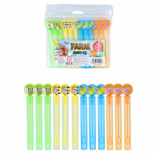 Baguettes à bulles Animaux de la ferme colorées (12 pièces)