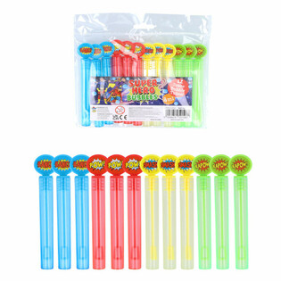 Baguettes Bulles de Savon Super-Héros Colorées (12 Pièces)