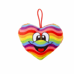 CŒUR ARC-EN-CIEL EN PELUCHE AVEC SMILEY (24 pcs)