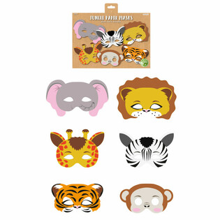 MASQUES EN PAPIER ANIMAUX DE LA JUNGLE ÉCO-RESPONSABLES (12 PIÈCES)