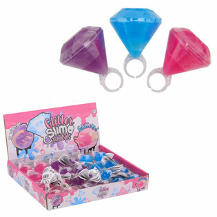 BAGUES DE SLIME À PAILLETTES EN PRÉSENTOIR (24 pcs)