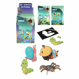 Présentoir de Puzzles 3D à gratter SCRATCH - Insectes (18 pièces)