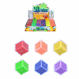 JEU DE PATIENCE CUBE LABYRINTHE BILLE EN PRÉSENTOIR (24 pcs)