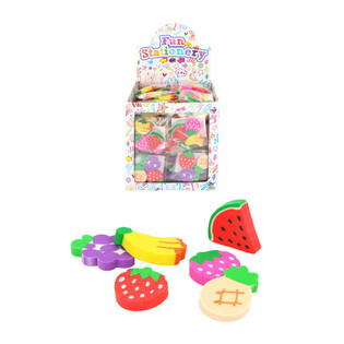 Set de 3 Gommes Fruits en Présentoir (144 pcs)