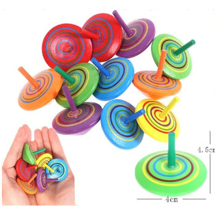 Toupies en bois - Couleurs variées - En présentoir (50 pcs)