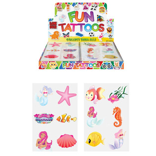 TATOUAGES AMUSANTS - MODÈLE : SIRÈNE EN PRÉSENTOIR (96 pcs)