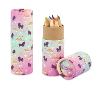 12 Crayons de Couleur dans un Tube : Modèle Licorne - En Présentoir (20 pcs)