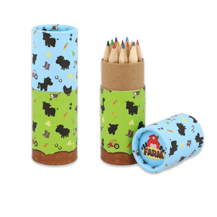 12x CRAYONS DE COULEUR EN TUBE : MODÈLE FERME - EN PRÉSENTOIR (20 pcs)
